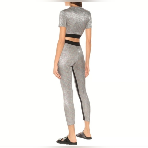 Paco Rabanne Bodyline Colorblock Multicolor Metallic Knit Leggings - Picture 3 of 7